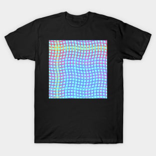 Wavy Plaid Rainbow on Pale Cyan Repeat 5748 T-Shirt